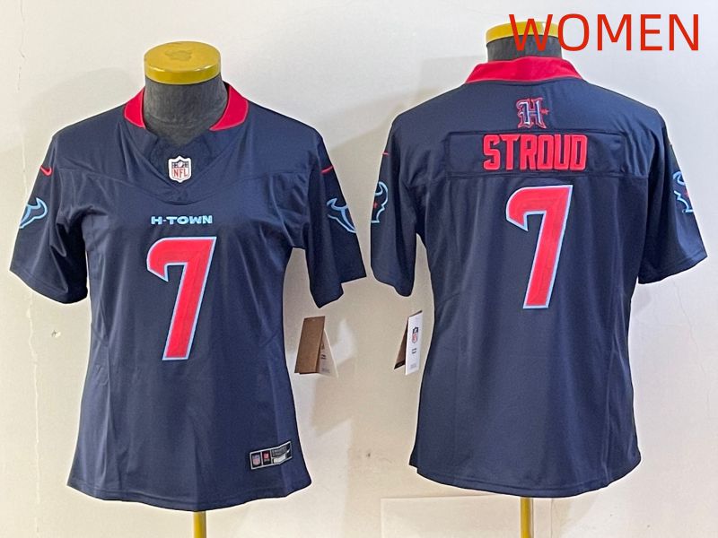 Women Houston Texans 7 Stroud Dark Blue Three generations 2025 Nike Limited NFL Jersey style 22